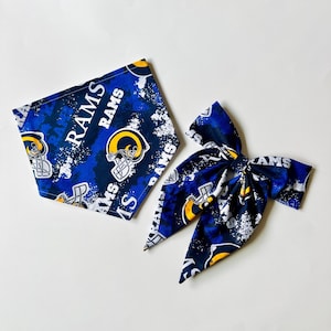 Los Angeles Rams Dog Bandana, Cat Bandana Football Sports Team Pet Bandana, We then Me, Ramily, Rams Fan, Hairbow, Pet Sailor Bow