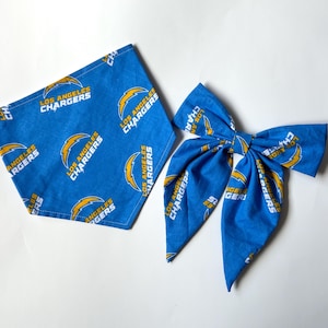 Los Angeles Chargers Dog Bandana, Cat Bandana, Pet Scarf, La Familia, See the Lightning Feel the Thunder, Bolt Up, Hairbow, Pet Sailor Bow