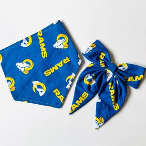 Los Angeles Rams Dog Bandana, Cat Bandana, LA Rams, Whose House, Rams House, Football, Sports Team, Hairbow, Hairclip, Pet Sailor Bow