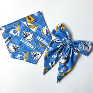 Los Angeles Chargers Dog Bandana, Cat Bandana, Football Team Gear, La Familia, Bolt Up, LA Pride, Hairbow, Pet Sailor Bow