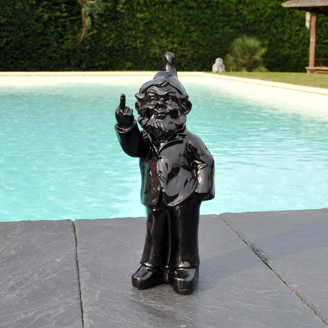 Wizard Middle Finger Black Garden Gnome Giving the Middle Finger. - Etsy