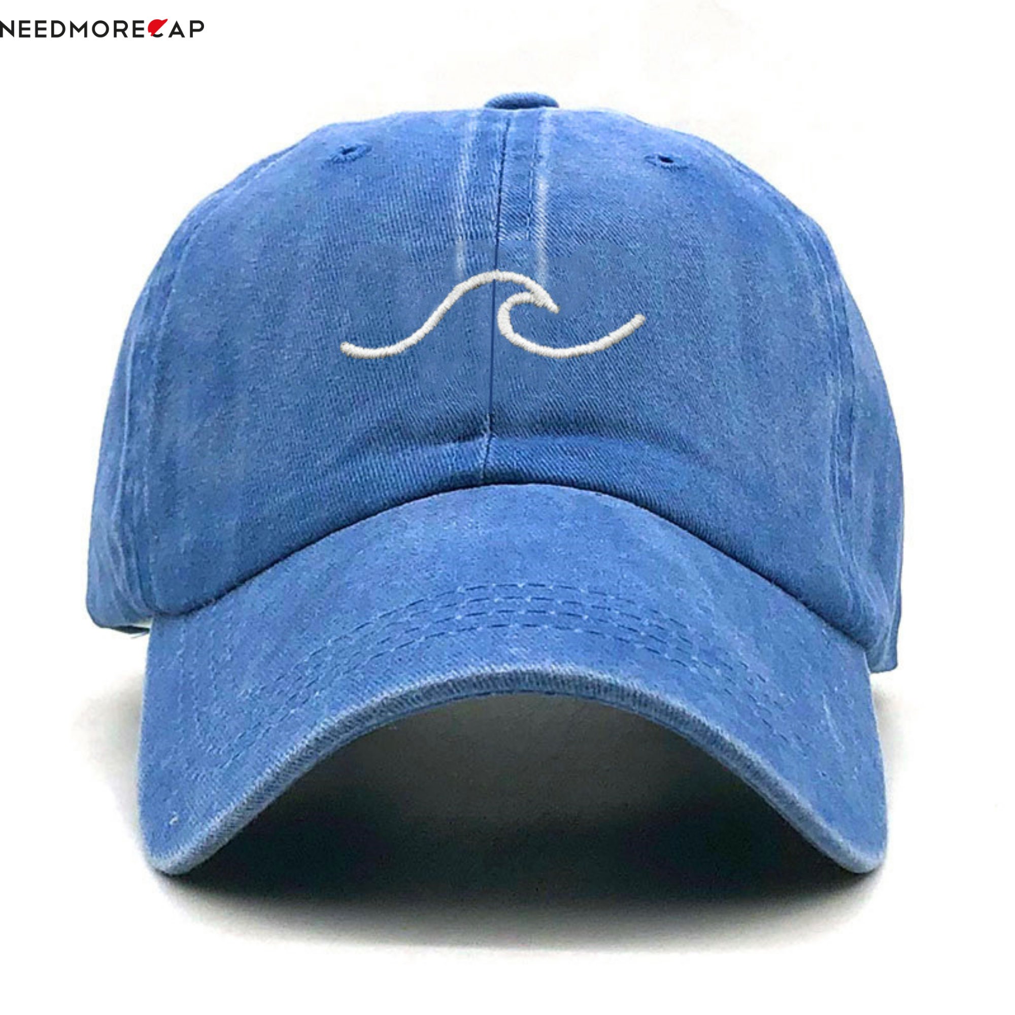 Minimalist Wave Dad Hat white Stitching 