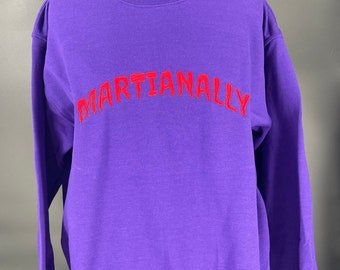 Embroidered Purple X Red Crewneck