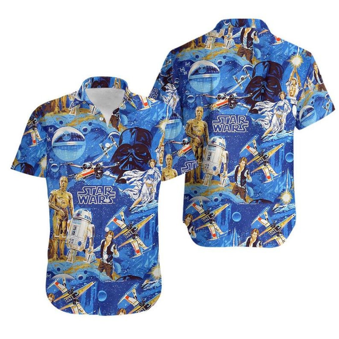 Classic Star Wars Hawaiian Aloha shirt Stormtrooper R2D2 Etsy