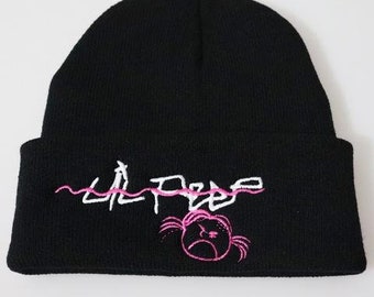 CREPUSCOLO LIL PEEP Beanie Embroidered Knitted Hat Kids Cuffed Plain Cap Unisex Gift for Fans