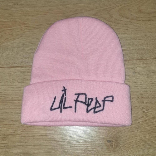 Lil Peep Embroidered Knit Hat - Crybaby Print Adjustable Beanie In Navy 4 thumbnail image