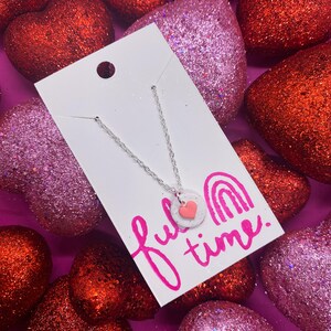 CLAY NECKLACE, Heart Pendant Necklace, Fun Necklace, Hypoallergenic, Handmade, Bright Clay Necklace, Valentines Day Necklace, Funky Jewelry