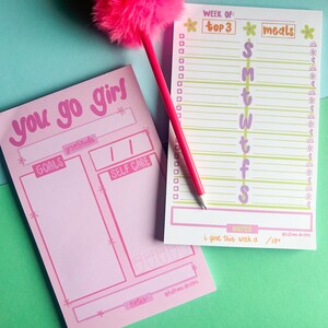 BUNDLE NOTEPAD PLANNER, Notepad, Planner, Daily Notepad, To Do List Notepad, Self Care Notepad, Pink Notepad