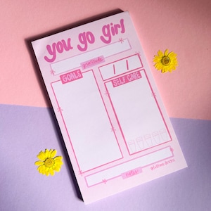 DAILY NOTEPAD PLANNER, Notepad, Planner, Daily Notepad, To Do List Notepad, Self Care Notepad, Pink Notepad