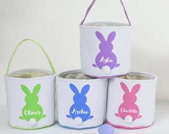 Personalised Canvas Easter Basket | Kid's Custom Name Easter Egg Hunt Bucket | Baby First Easter Keepsake Gift