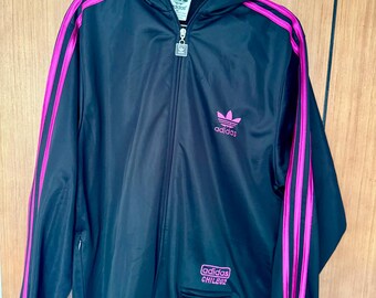 Vintage 90s Adidas Chile 62 Track Top Jacket, Black & Pink