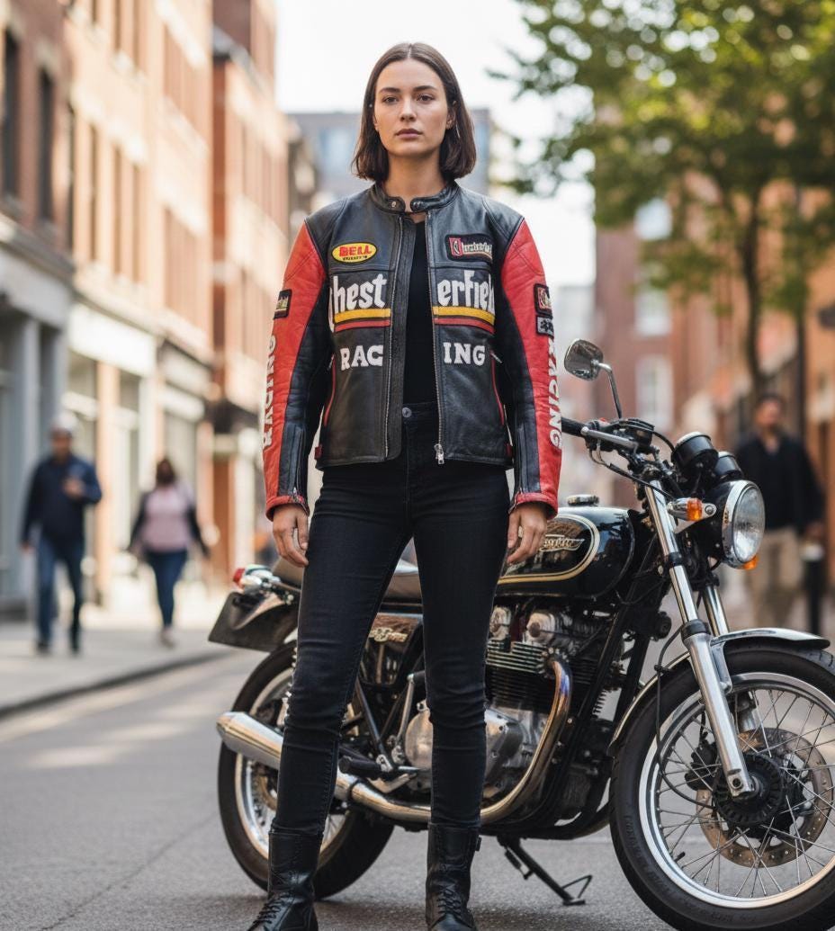 Vintage 90s Chesterfield Racing Leather Biker Jacket - Size M - Etsy