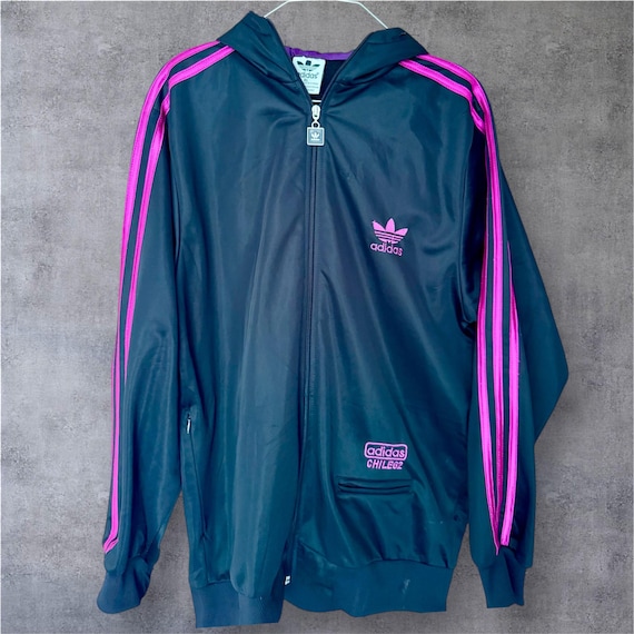 Vintage 90s Adidas Chile 62 Track Top Jacket, Black & Pink