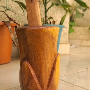 Handmade Vintage Moroccan Wooden Mortar and Pestle: Herb Spice Grinder