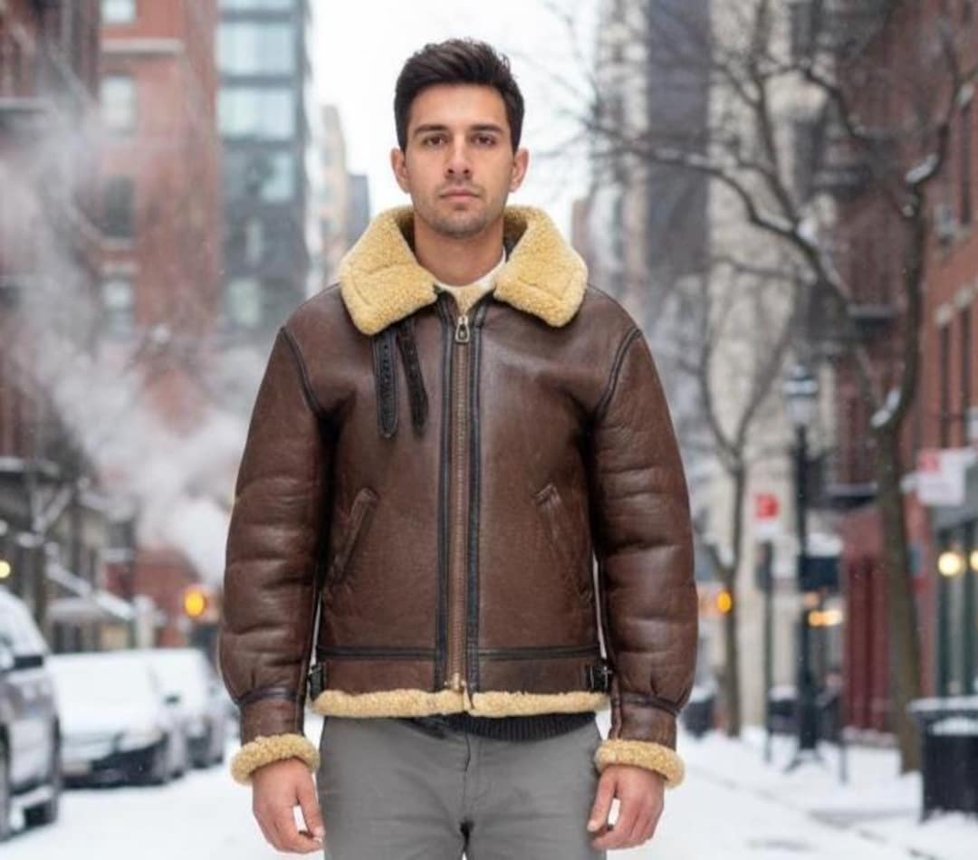 Vintage AVIREX B-3 Shearling Jacket Sheepskin Flight Jacket - Size