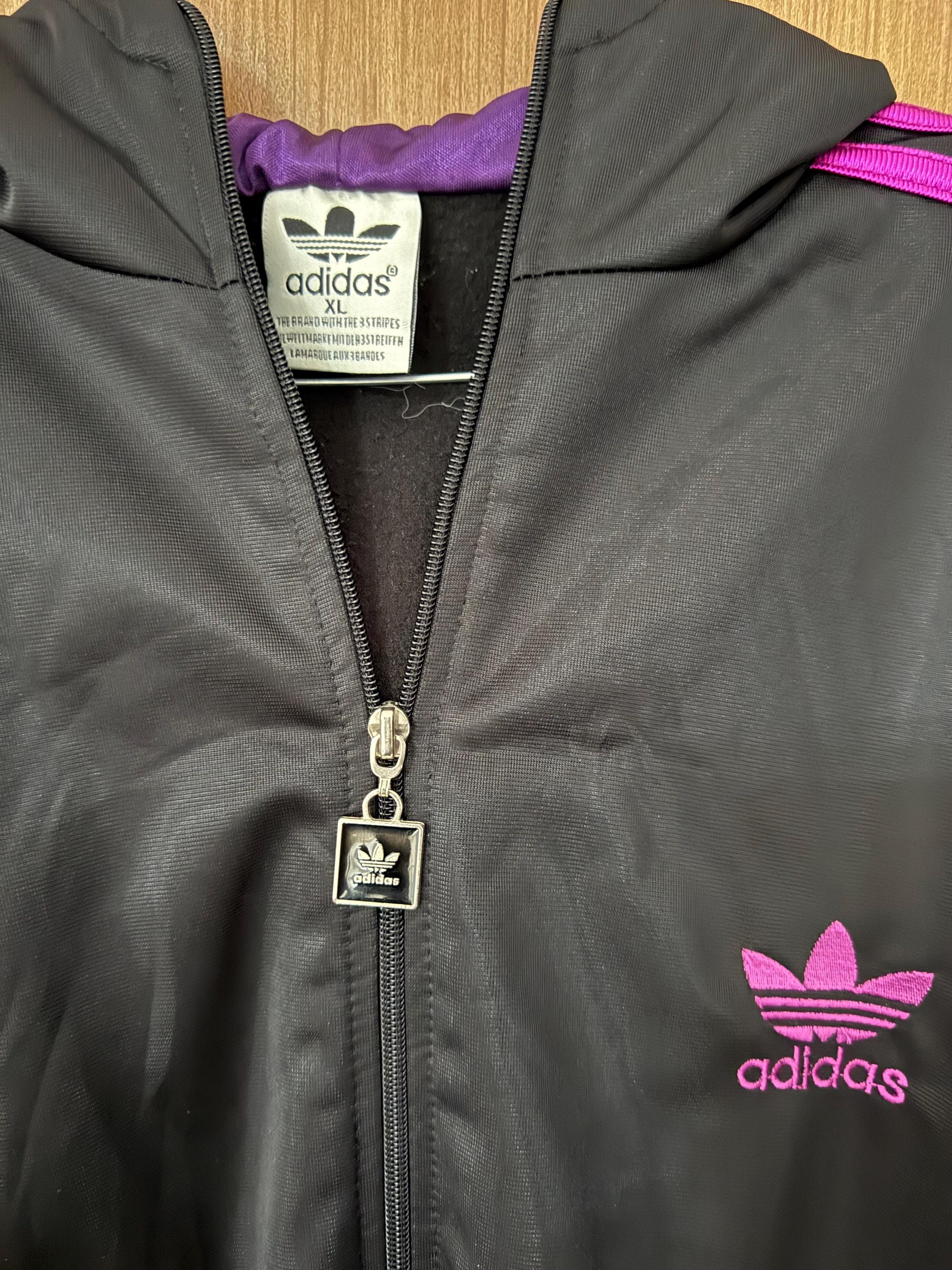 Vintage 90s Adidas Chile 62 Track Top Jacket, Black & Pink