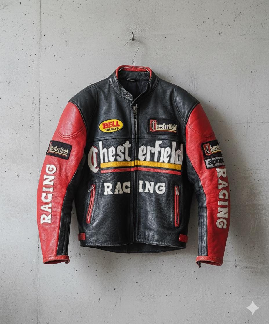 Vintage 90s Chesterfield Racing Leather Biker Jacket - Size M - Etsy