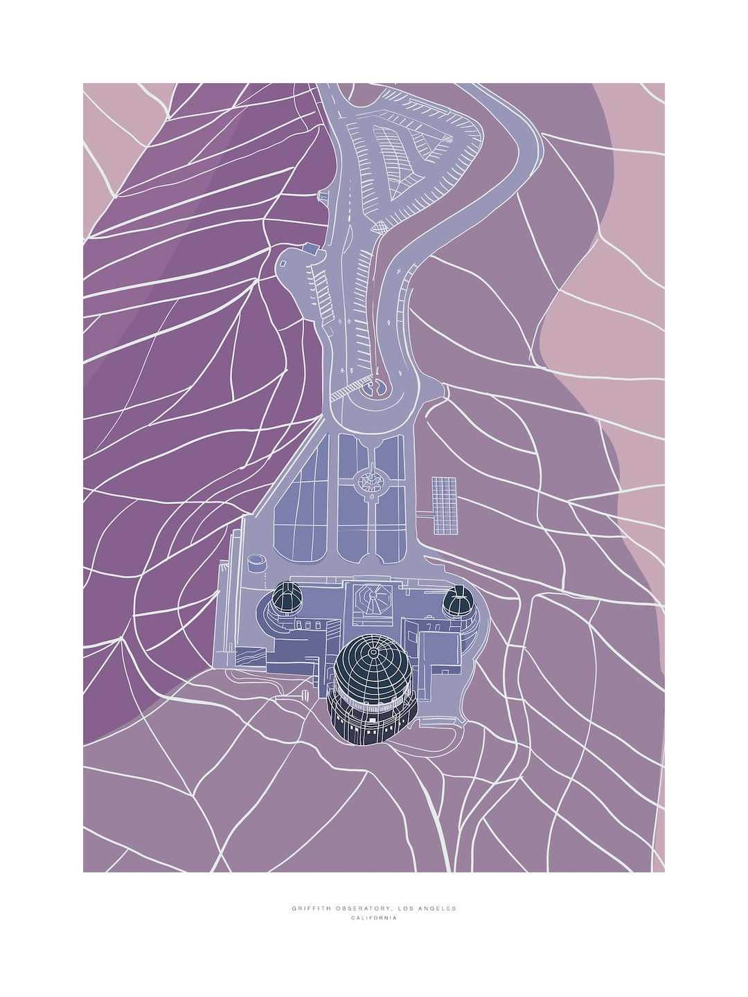 Griffith Observatory Map Print | Los Angeles Hand-drawn Illustration - Etsy
