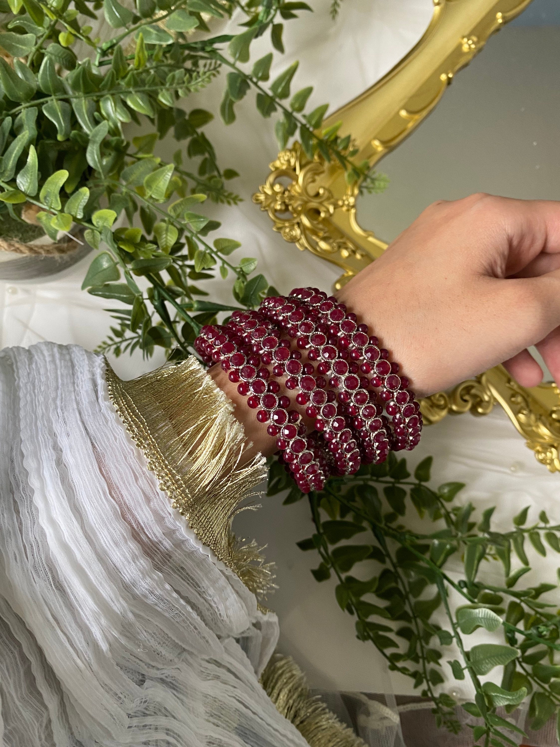 Maroon Bangle Set Indian Bangle Pakistani Bangle Pakistani Jewelry