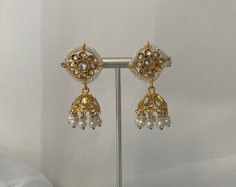 Gold Pearl Detail Desi Earring Pakistani Jewelry Indian Jewelry