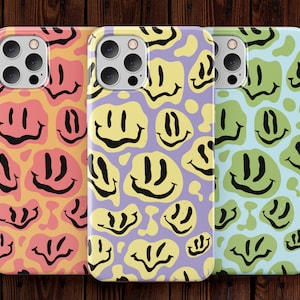 Smiley Phone Case, Smiley Face Phone Case iPhone 13 11 12 14 Pro Max, Smiley Dripping Case Samsung S22 S21, Smile Psychedelic Phone Case