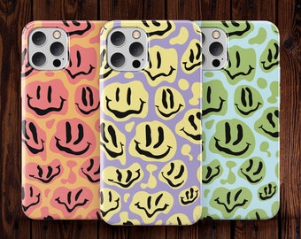 Smiley Phone Case, Smiley Face Phone Case iPhone 13 11 12 14 Pro Max, Smiley Dripping Case Samsung S22 S21, Smile Psychedelic Phone Case
