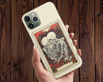 The Lovers Phone Case, Tarot Phone Case, Goth Phone Case iphone 13 11 12 14 Pro Max, Skeletons Hug Case Samsung S22 S21, The Lovers Tarot