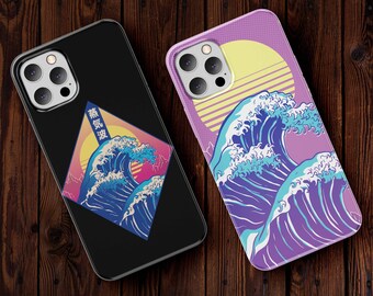 Japanischer Wellen-Telefonkasten, japanischer Telefonkasten, Kanagawa-Wellen-Fall für iPhone 11 12 13 14 Pro Max Samsung S21 S22, Vaporwave-Telefonkasten