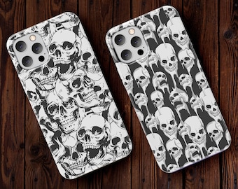 Skull Phone Case, Skull Pattern Case iPhone 13 11 12 14 Pro Max, Goth Phone Case Samsung S22 S21, Grunge Phone Case, Halloween Phone Case
