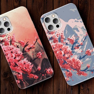 Japanese Cherry Blossom Phone Case iPhone 13 11 12 14 Pro Max, Preppy Phone Case, Japanese Sakura Phone Case Samsung S21 S22 Plus Ultra