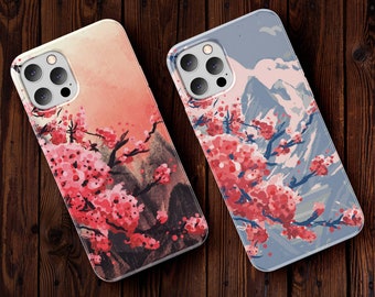Japanese Cherry Blossom Phone Case iPhone 13 11 12 14 Pro Max, Preppy Phone Case, Japanese Sakura Phone Case Samsung S21 S22 Plus Ultra