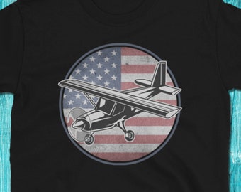 Pilot Airplane American Flag vintage T-Shirt, Chemises d’aviation, Cadeaux d’école de compagnie aérienne volante, T-shirt d’aviateurs d’avions, Mécanicien de vol de pilotes