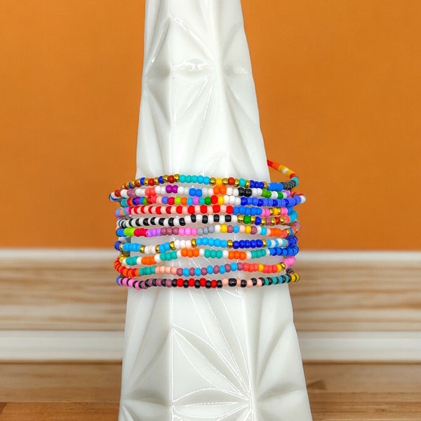 Seed Bead Bracelet Set - Multi Color - Stapelbaar, Tiny Bead Bracelet, Kralenarmband, Handgemaakte sieraden