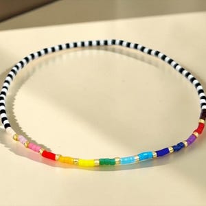 Rainbow Pride Bracelet, Tiny Seed Bead Stretch Bracelet, Handmade Jewelry