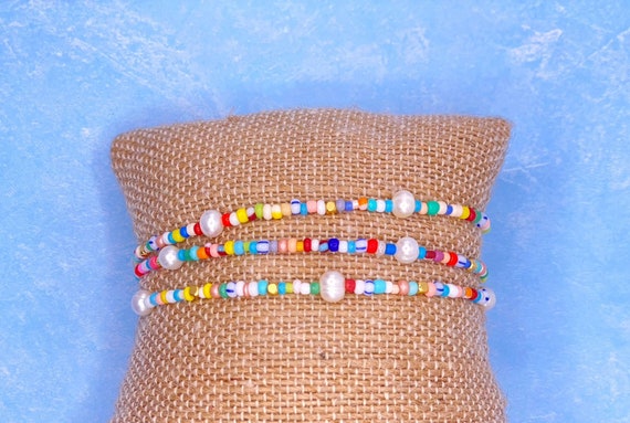 Seed Bead Bracelet Set Multi Color Stackable , Tiny Bead Bracelet, Beaded  Bracelet, Handmade Jewelry 
