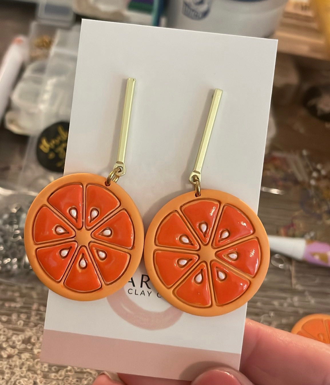 Orange Slice Earrings for Women Polymer Clay Orange Slice Earrings