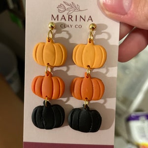 PUMPKIN DANGLE EARRINGS| nickel free polymer Clay earrings