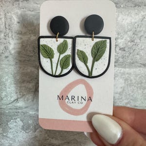 Bird of Paradise Polymer Clay Earrings: Terra-cotta Plant Leaf Studs