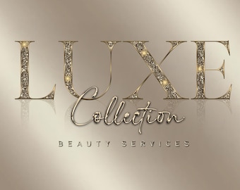 Gold Logo for Beauty Business | Glitter Logo for Lash, Hair, Brow or Makeup Artist | Feminine Premade Logo | Elegant Branding Logo Design