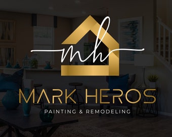 Real Estate Logo Design: Luxury Gold House, Realtor Signature