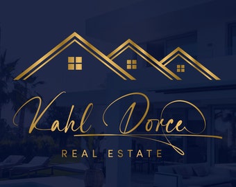 Modern Real Estate Logo Design: Gold House & Key Logo