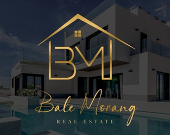 Real Estate Logo Design: Modern Gold Initials Logo