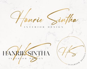 Gold Signature Logo Design: Modern Realtor Branding Template