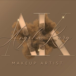 Logo de beauté de fumée brune, Logo aquarelle préfabriqué, Logo de beauté brune, Logo de maquilleur, Logo de boutique, Logo d'ongles, Logo de signature initiales