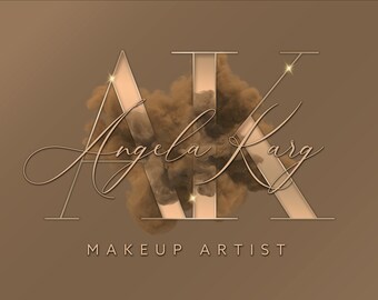 Brown Smoke Watercolor Logo: Premade Beauty Branding