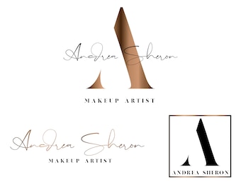 Rose Gold Beauty Logo Design: Initial Signature Logo