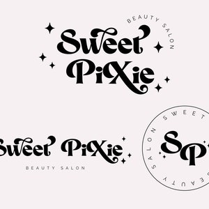 Premade Retro Logo, Groovy Retro Logo, Beauty Logo, Funky Logo Branding Set, Hippie 70s Bohemian logo, Nails Logo, Small Business Brand Set