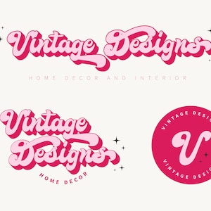 Vorgefertigtes Logo-Design, Small Business Branding Kit, Benutzerdefiniertes Branding, Retro und Vintage Logo, Visitenkarte, Dankes-Karte, feminines Boho Logo