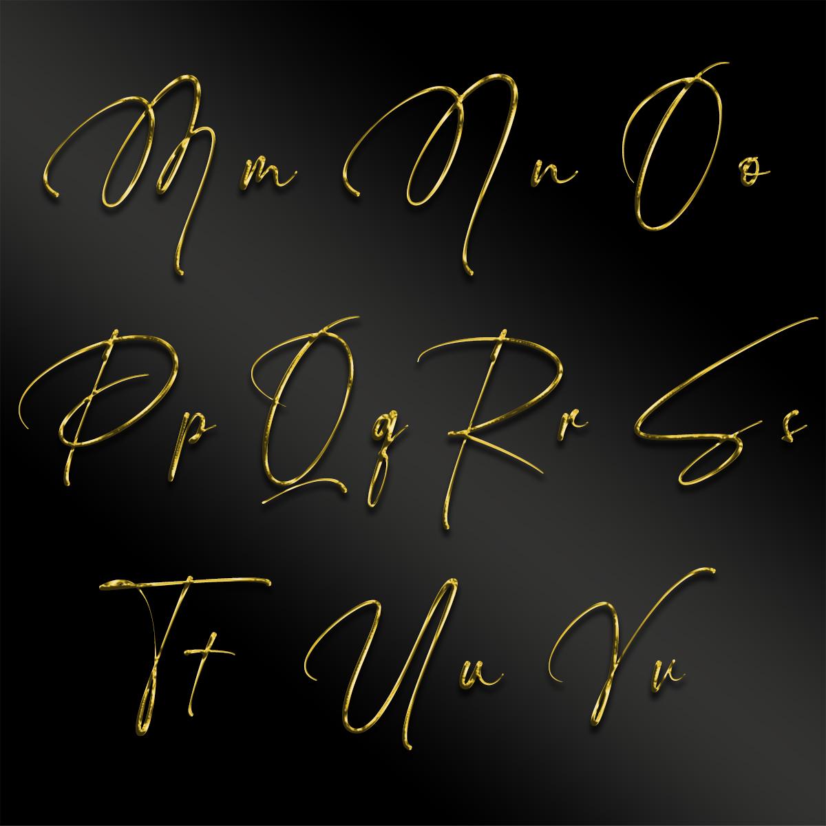 Gold Chrome Script Alphabet PNG: Luxury Letters, Numbers, Symbols ...