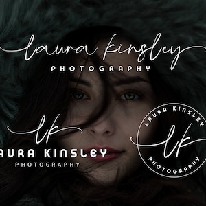 Logotipo e marca d'água de fotografia, logotipo de assinatura, design de logotipo circular pré-fabricado, logotipo personalizado de fotografia e kit de marca, logotipo para pequenas empresas